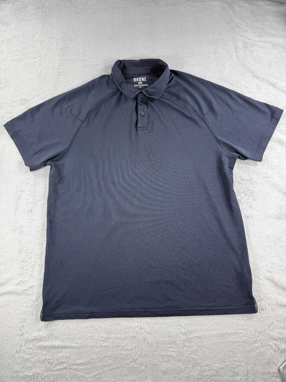 RHONE Mens Performance Polo Shirt Size Large Navy Blue Short Sleeve Delta Pique